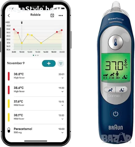 Термометър за ухо Braun ThermoScan 7+ connect 
