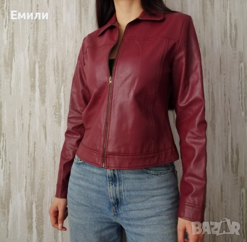 Zara дамско яке от изкуствена кожа в червен цвят р-р S, снимка 1 - Якета - 44518164