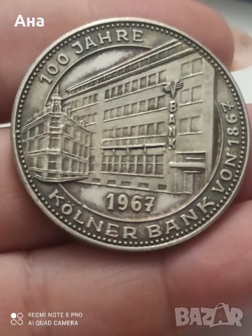 Сребърен медал 100 години Колнер банк 1967

, снимка 1 - Нумизматика и бонистика - 41724572
