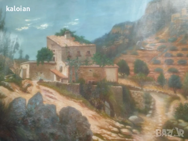 Esteban Alcantarilla Escamilla (1865-1936) Огромна антикварна картина изобразяваща пейзаж от винарск, снимка 4 - Антикварни и старинни предмети - 51317027