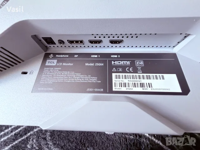 Монитор TCL 25G64 QD-Mini LED 24.5” 300Hz 1ms FHD, снимка 5 - Монитори - 56106533
