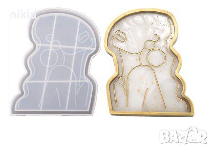 Жена дамско лице с обеца абстракно силиконов молд форма поднос поставка основа фондан гипс смола 