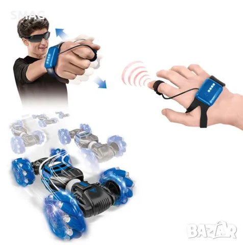 Кола с Дистанционно управление RC Turbo Acrobat с ръкавица,  Светлина и звук S_1211331, снимка 2 - Коли, камиони, мотори, писти - 47921279