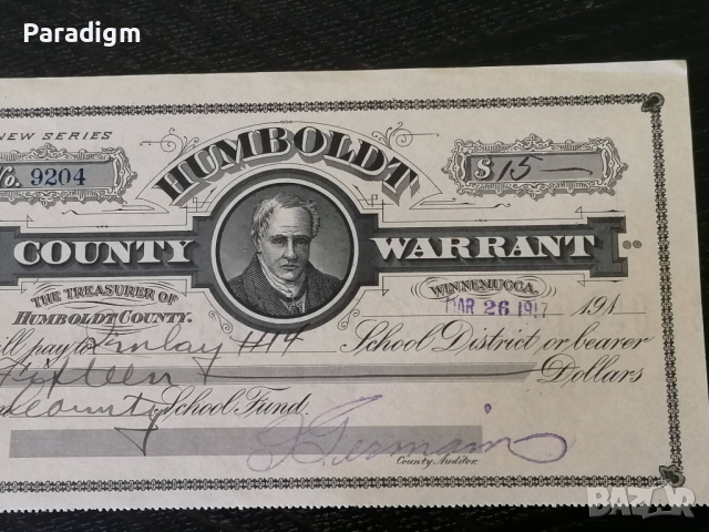 Humboldt варант - щата Невада (15 долара) | 1917г., снимка 3 - Други ценни предмети - 36166663