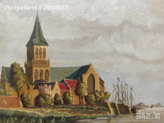 Стара авторска западноевропейска картина., снимка 2 - Картини - 53685243