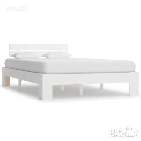 vidaXL Рамка за легло, бяла, бор масив, 140х200 см