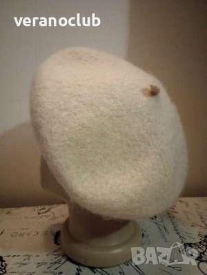 Бежова дамска барета Мек вълнен филц, снимка 3 - Шапки - 39343226