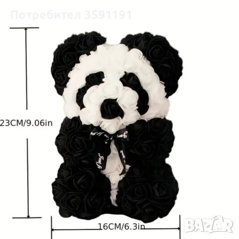 Сладка панда от рози-перфектен подарък за момиче,гадже или жена, снимка 5 - Декорация за дома - 53036829