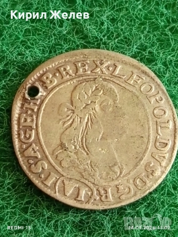 Сребърна монета 6 кройцера 1674г. Леополд първи Унгария за КОЛЕКЦИЯ 52927, снимка 4 - Нумизматика и бонистика - 53094046
