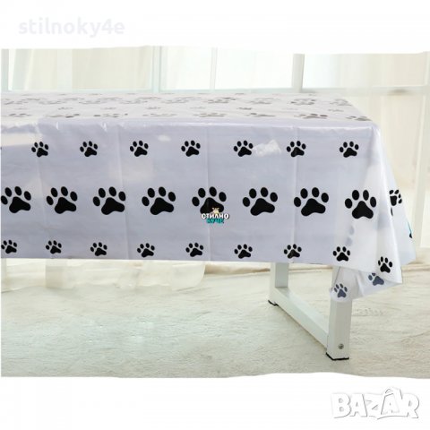 Парти покривка за рожден ден на домашен любимец с принт на лапички Аксесоари за рожден ден на куче, снимка 1