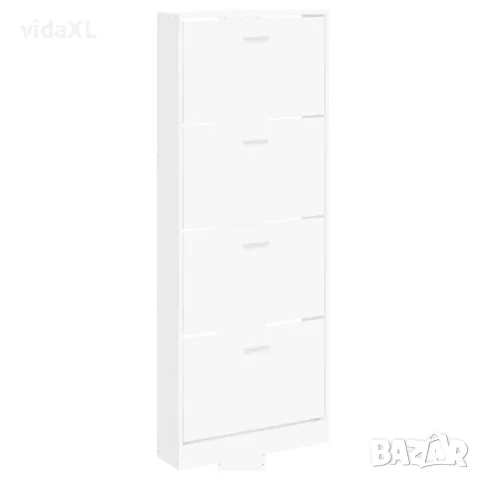 vidaXL Шкаф за обувки, бял, 59x17x150 см, инженерно дърво（SKU: 342518）