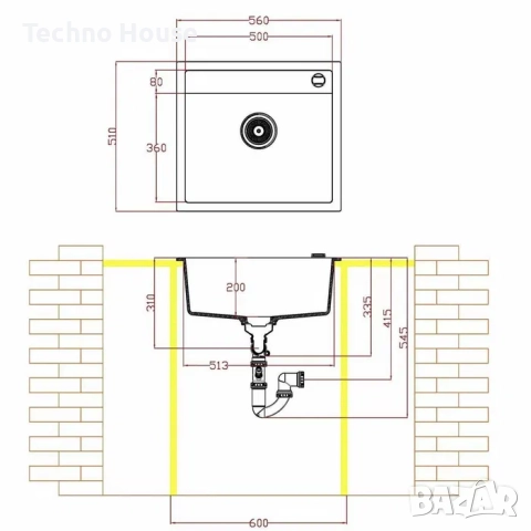 Гранитна кухненска мивка Einbauspule Granit Waltz 56Fe 65029, снимка 3 - Мивки - 52907385