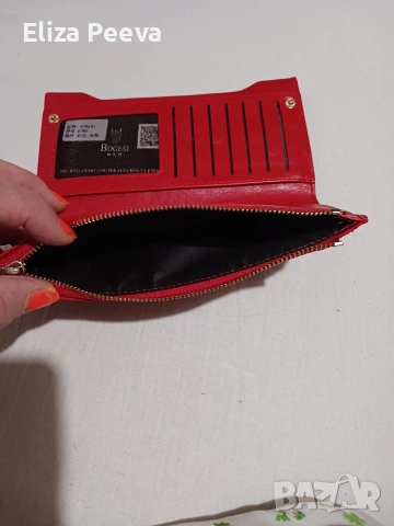 червен дамски портфейл от естествена кожа, снимка 4 - Портфейли, портмонета - 53141940