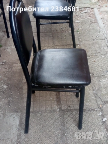 Метални столове тапицирани с кожени седалки и облегалкии, снимка 2 - Столове - 51771657
