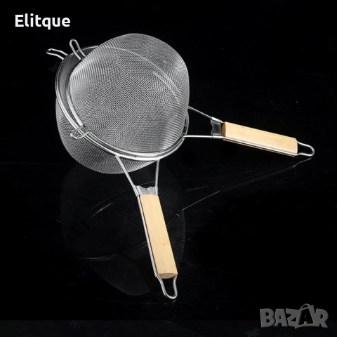 Гевгир с дървена дръжка, цедка, ВАРИАНТИ РАЗМЕР: 18/20/22см, снимка 4 - Други - 52903115