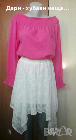 Красива розова блуза от шифон🍀❤S,M,L❤🍀арт.4190, снимка 5 - Блузи с дълъг ръкав и пуловери - 36253996