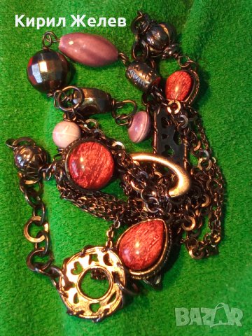 ЕЛЕГАНТНА МОДНА ОГЪРЛИЦА с ПОЛИРАНИ ПОЛУСКЪПОЦЕННИ КАМЪНИ 26562