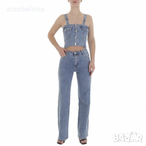 Дамски дълъг дънков гащеризон, снимка 6 - Гащеризони - 50991628