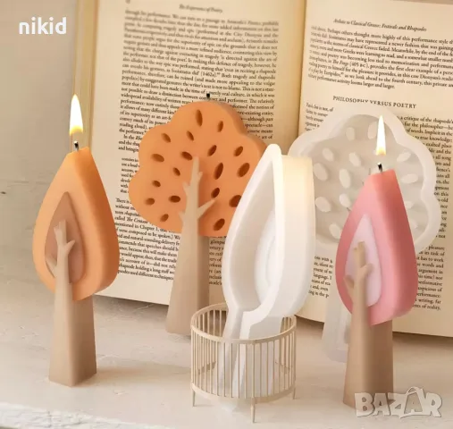 Право високо дърво 2 вида силиконов молд форма фондан шоколад гипс смола свещ, снимка 3 - Форми - 47764341