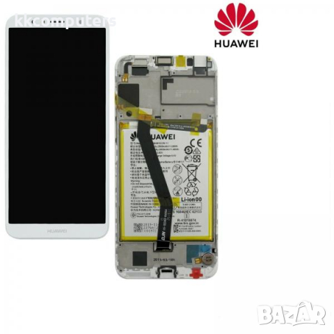 LCD Дисплей за Huawei Y6 (2018) / ATU-L21 / 02351WLK / Тъч скрийн / Рамка / Батерия / Бял / Оригинал, снимка 1 - Резервни части за телефони - 36513802