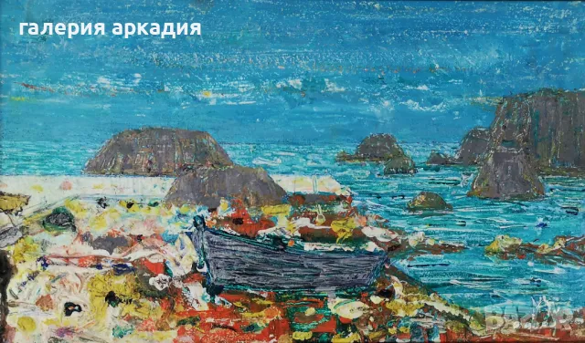 Николай Янакиев-картина "Птичи залив" 49х70 см. , снимка 2 - Картини - 50087259