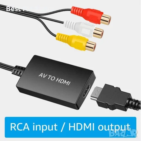 RCA към HDMI конвертор с HDMI кабел, за гледане на Sky/DVD/STB на HD телевизори, снимка 6 - Кабели и адаптери - 55930076