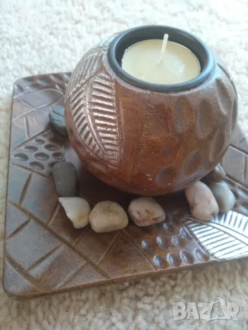 Свещник дърво и камъни