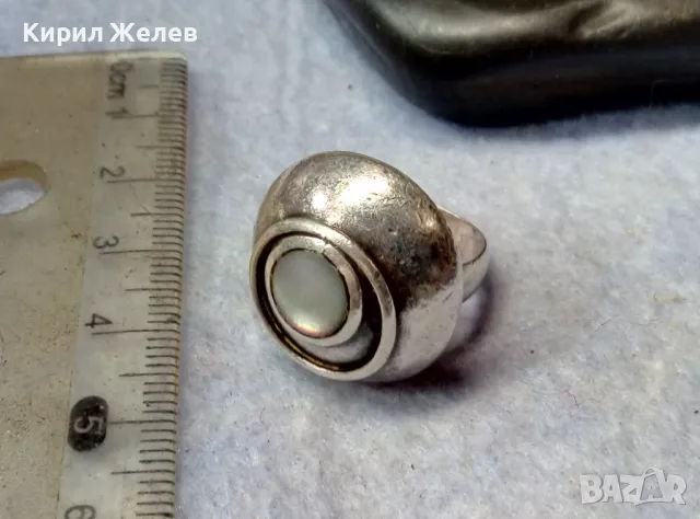 СТАР АРТ НУВО СКЪПОЦЕНЕН СРЕБЪРЕН ПРЪСТЕН СРЕБРО ВИСОКА ПРОБА с ШЛИФОВАН ЛУНЕН КАМЪК 49306, снимка 8 - Антикварни и старинни предмети - 50023473