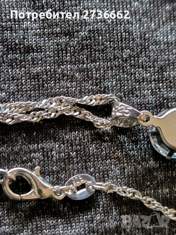 Сребърно колие с бял цирконии , снимка 5 - Колиета, медальони, синджири - 53759336