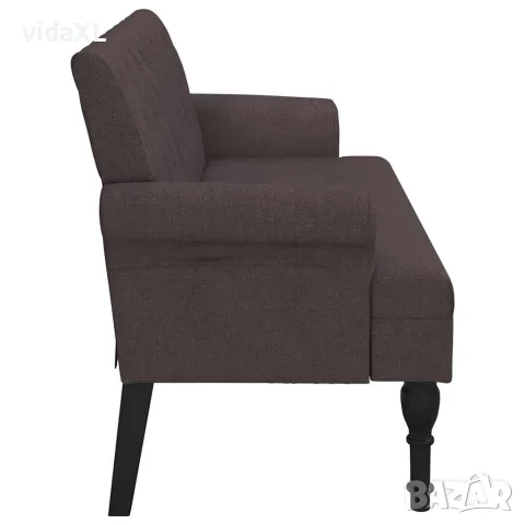 vidaXL Пейка с облегалка, тъмнокафява, 120x62x75,5 см, плат, снимка 4 - Дивани и мека мебел - 56147437