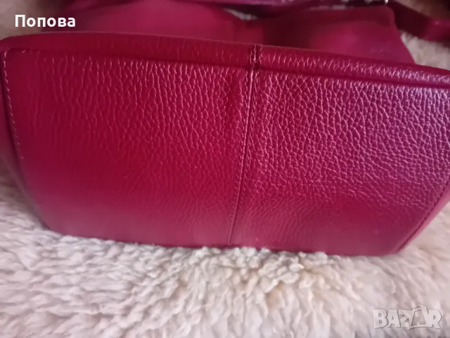 Червена италианска чанта естествена кожа , снимка 9 - Чанти - 50051520