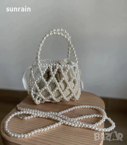красива естетична чанта с перли, снимка 3 - Чанти - 52816029