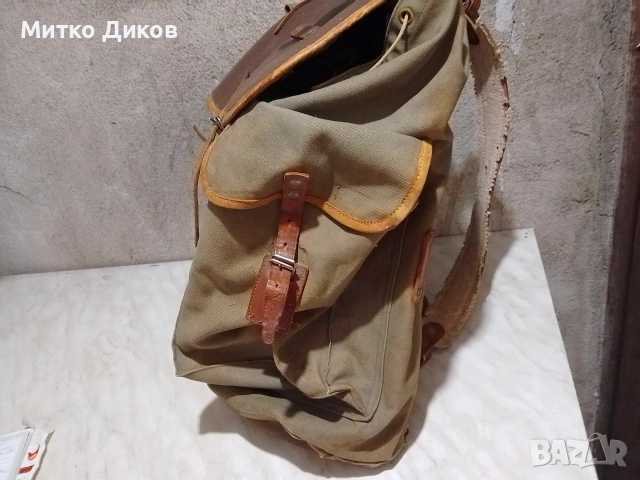 Брезентова раница от соца с кожен капак 51х43см, снимка 6 - Екипировка - 53649237