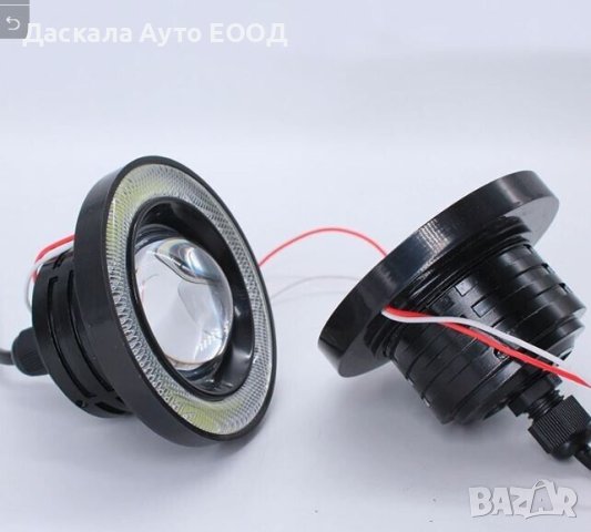 Комплект кръгли 6,4 см LED ЛЕД халогени Лупа с анг.очи за вграждане, снимка 1 - Аксесоари и консумативи - 42456758