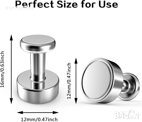 Комплект от 40 неодимови дискови магнита 12x16 mm, сребристи, снимка 5 - Други стоки за дома - 52030026