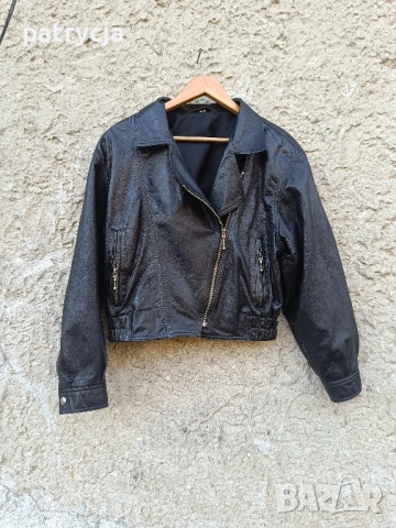 Vintage дамско кожено яке  90s черно М
