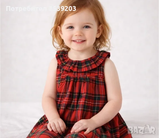 Детска карирана рокля H&M 9-12 месеца , снимка 2 - Бебешки рокли - 56060565
