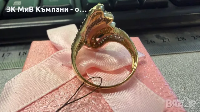 Златен дамски пръстен с камъчета-5.32гр 14 карата, снимка 3 - Пръстени - 55990498