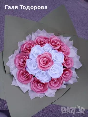 Букети от сатенени рози , снимка 5 - Изкуствени цветя - 49052734