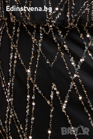 Дамска черна дълга рокля с пайети, снимка 4 - Рокли - 52391746
