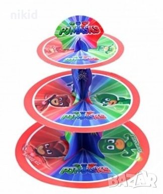 PJMASKS PJ Masks PJ Mask 3 етажна Триетажна поставка стойка за мъфини кексчета картонена 