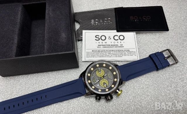 Перфектен! Мъжки Часовник SO&CO New York Хронограф, снимка 3 - Мъжки - 53604686