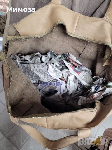 Естествена кожа ОГРОМНА чанта,тип торба,бежева, снимка 10 - Чанти - 41687693