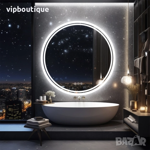 Огледало за баня с 3-цветно LED осветление и нагревател 60 см. / Ф60, снимка 5 - Огледала - 52217458