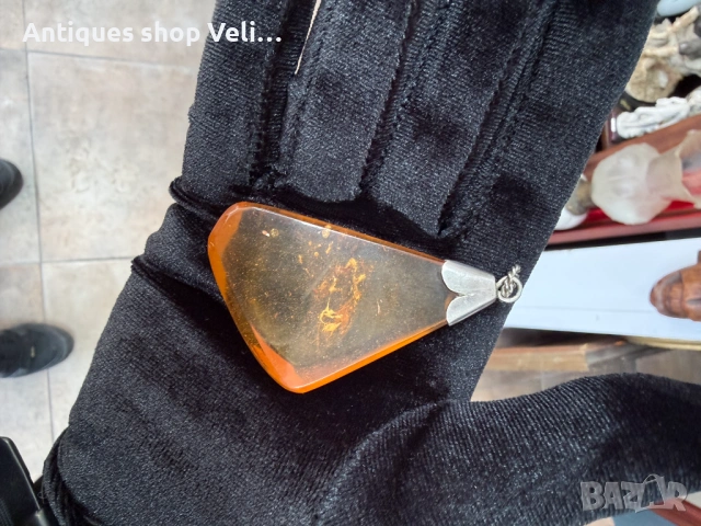 Кехлибарен медальон със сребърен обков №7835 , снимка 4 - Колиета, медальони, синджири - 53082753