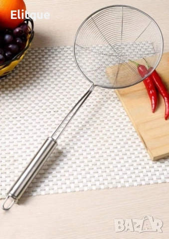 Мрежеста готварска шпатула за отцеждане от неръждаема стомана, 18 или 20 см