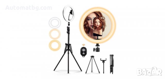 Регулируема ринг лампа Automat, с трипод и 120 LED лампички, Deluxe