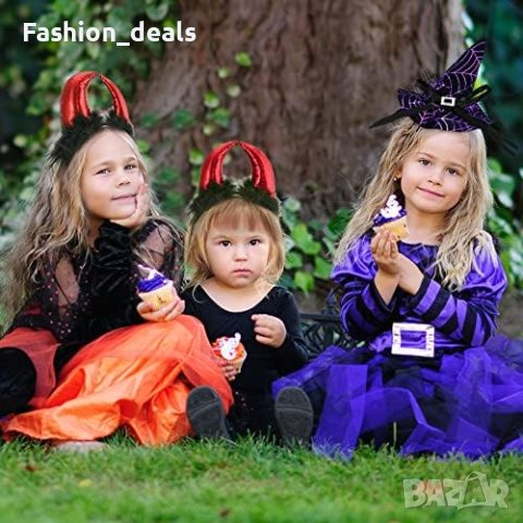 Нови Червени Рога на Дявола Хелоуин Аксесоар с Черен Плюш, снимка 2 - Други - 42713320