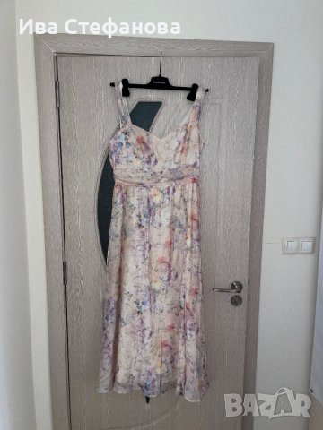 Нова разкошна 100% памук памучна дълга елегантна ефирна рокля Mohito флорален принт нежни цветя 