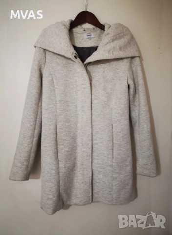 Спортно палто с широка качулка на цип светло сиво S размер, снимка 3 - Палта, манта - 47235993